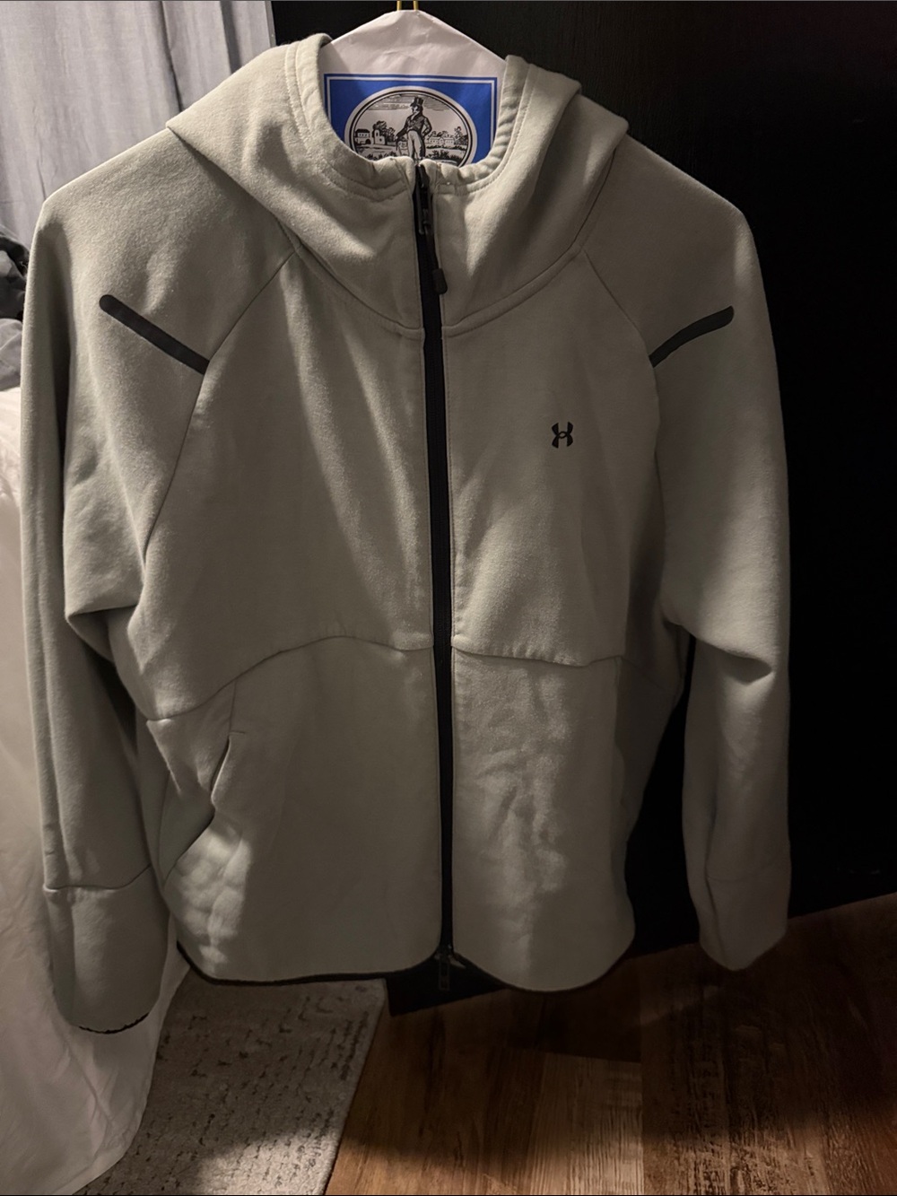 Under Armour Light Gray/Green Full-Zip Hoodie Jacket